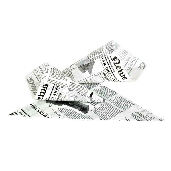 Packnwood 11.8 x 11.8 in. Newspaper Printed Paper Cone 210PCONEW650